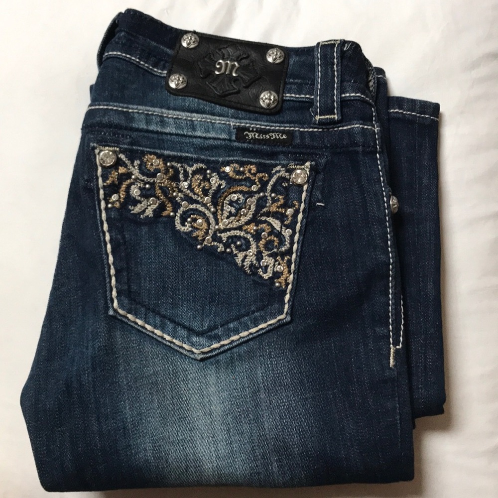 Miss Me Boot Cut Jeans with Rhinestones